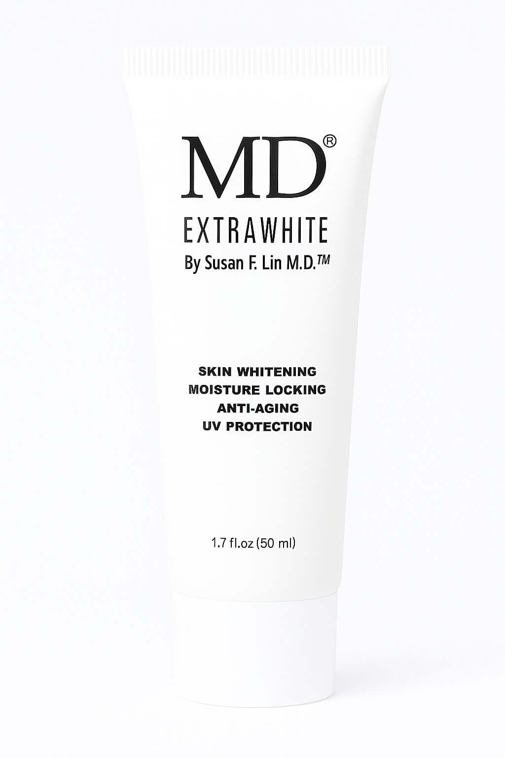 Front view of MD Extra White Brightening Serum – MD Skin collection, 50ml brightening and anti-aging facial serum with moisture-lock and UV protection.