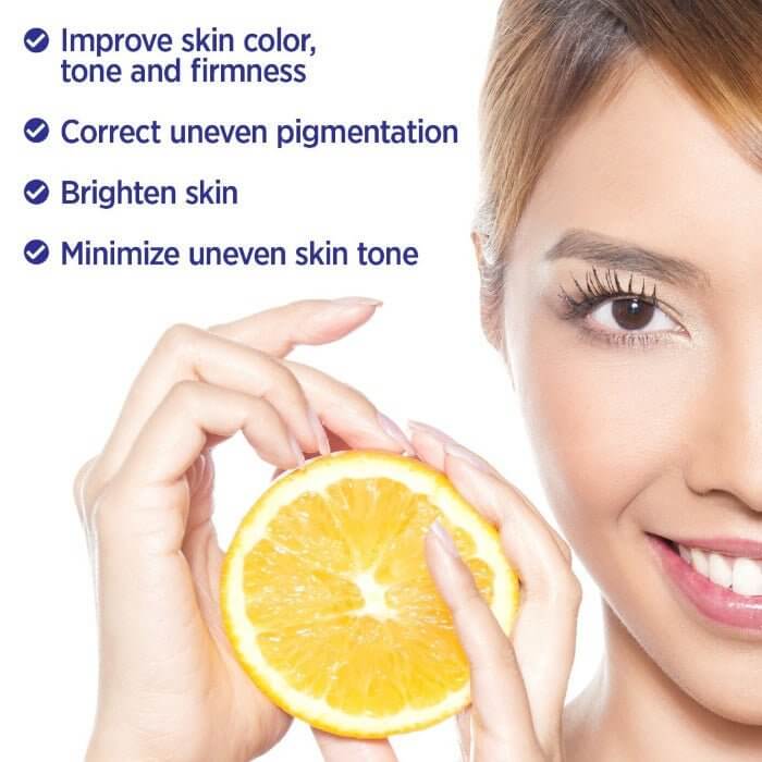 MD Ultimate Vitamin C Serum benefits: improves skin tone, corrects uneven pigmentation, and brightens dull, tired-looking skin